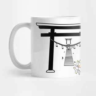 Black Kitsune Shrine Stairs Mug